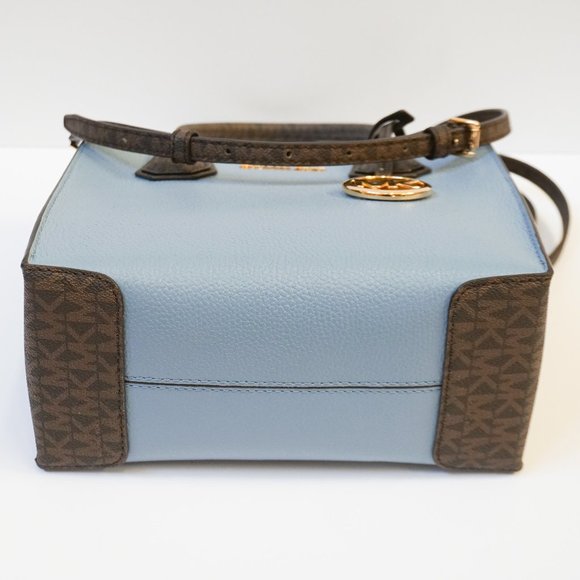 Michael Kors Mercer Medium Messenger Crossbody Bag MK Brown Blue - Picture 9 of 13